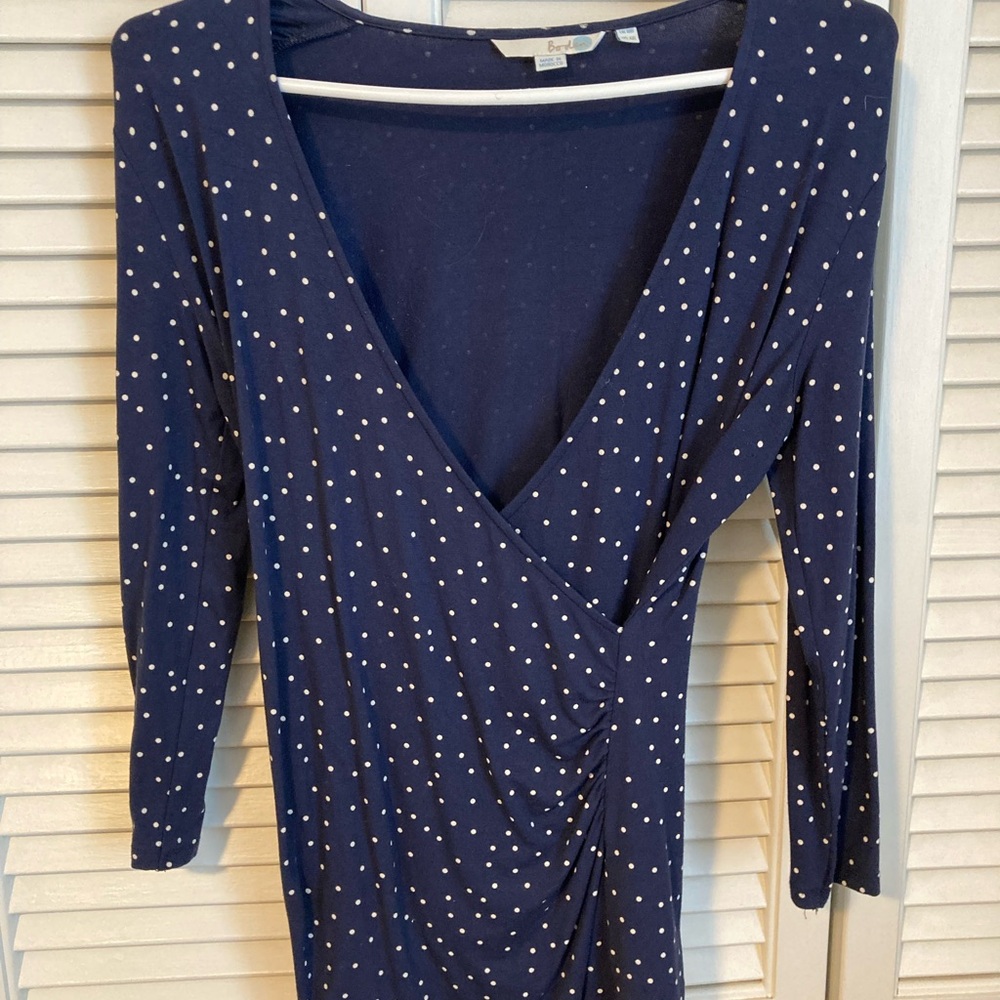 Elegant Navy Polka Dot Top